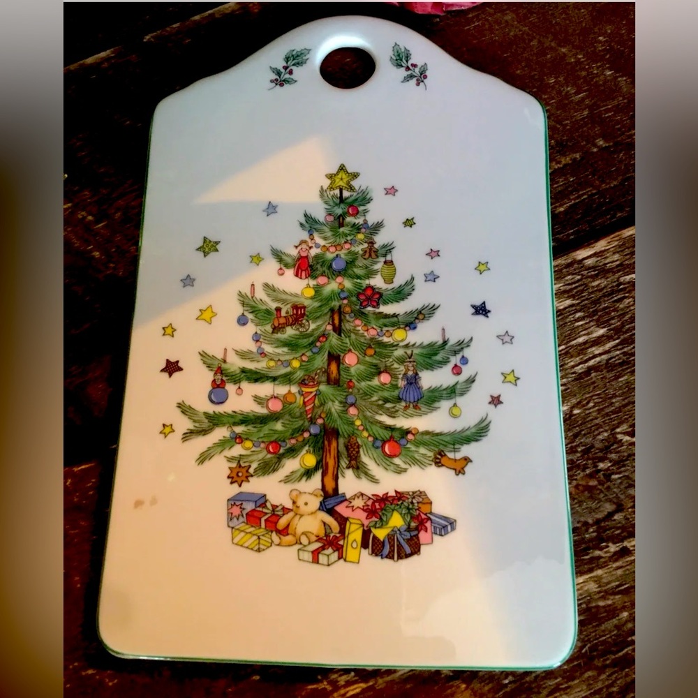 Vintage  NIKKO Christmas Tree Porcelain Plaque, Country Farmhouse Holiday Decor